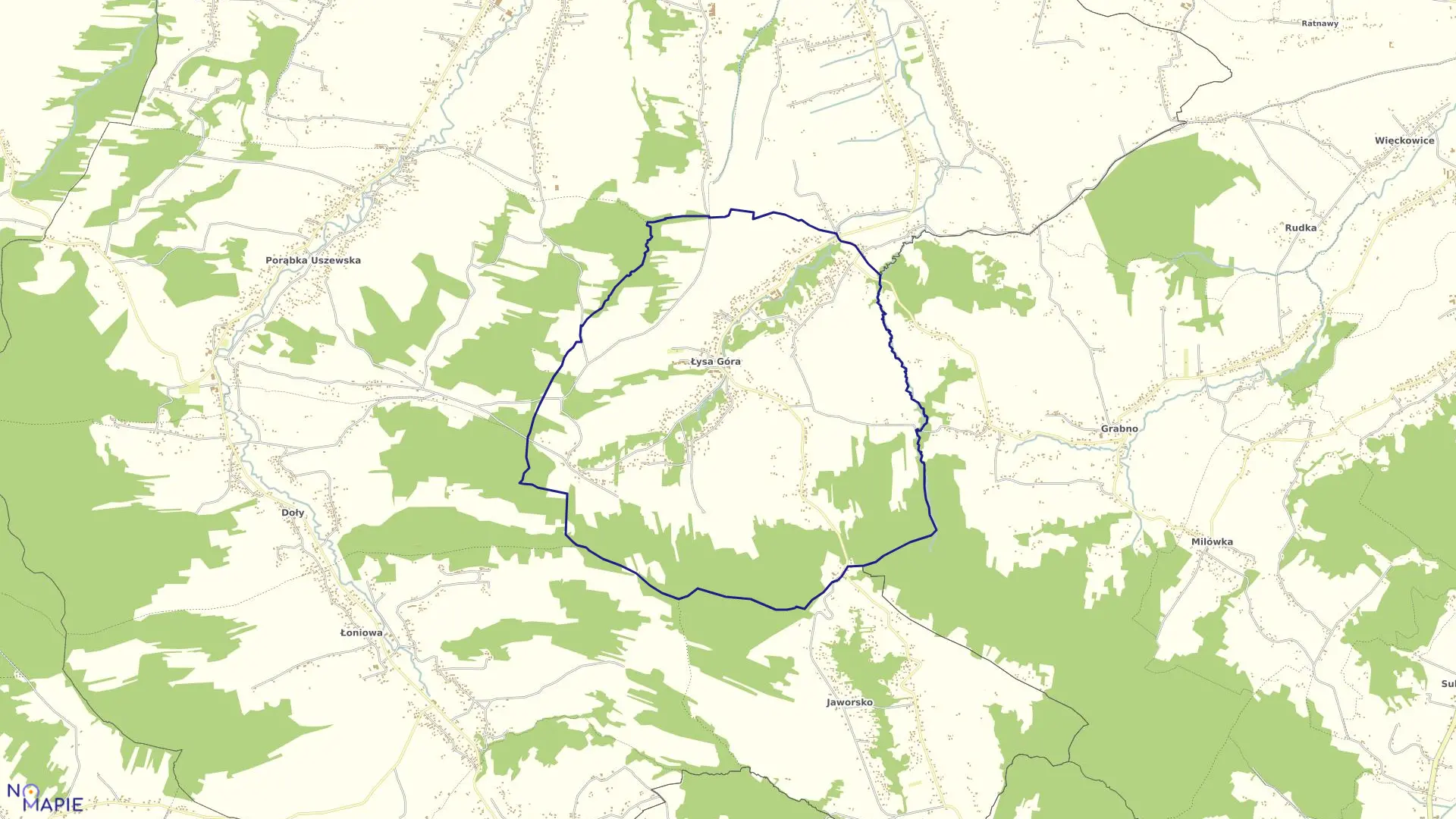 Mapa obrębu Łysa Góra w gminie Dębno