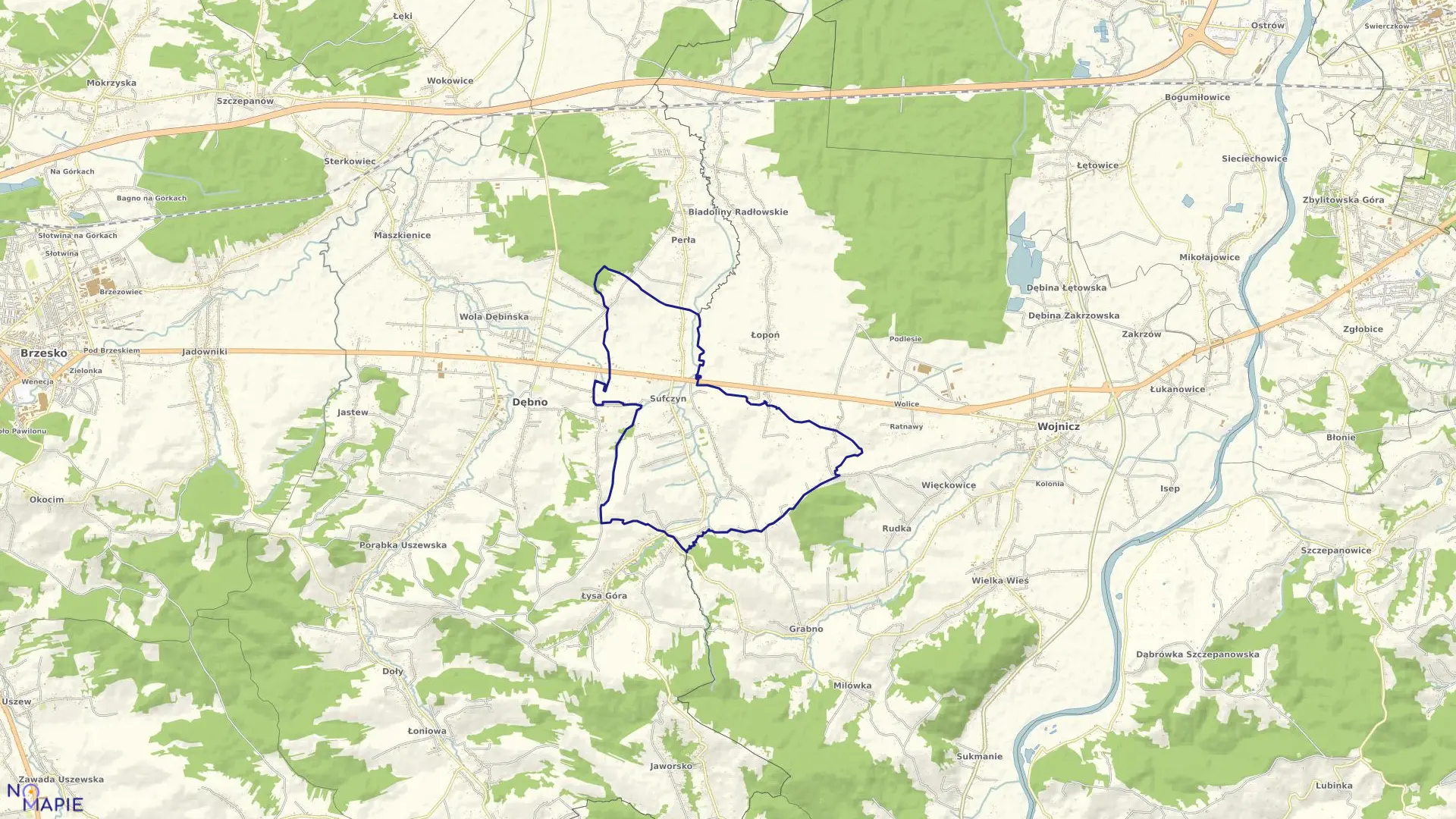 Mapa obrębu Sufczyn w gminie Dębno